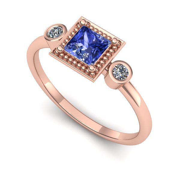 Inel din aur roz cu tanzanit