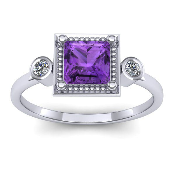 Inel logodna cu ametist patrat