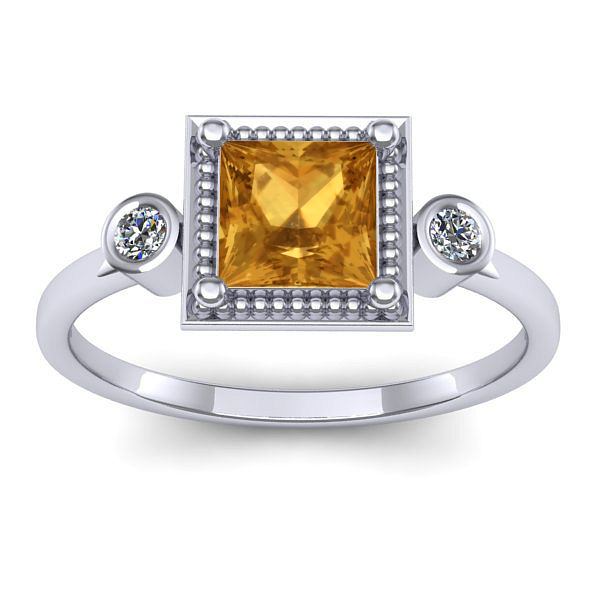 Inel de logodna cu citrin patrat