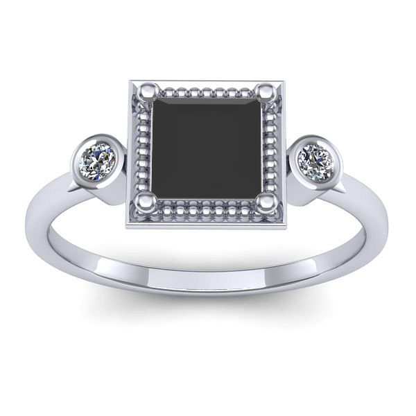 Inel de logodna cu diamant negru patrat