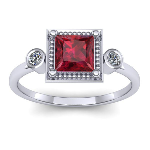 Inel logodna cu rubin patrat