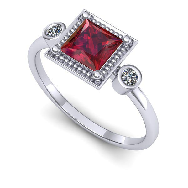 Inel din aur alb cu rubin