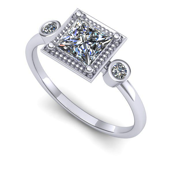 Inel de logodna din aur alb cu diamant de laborator