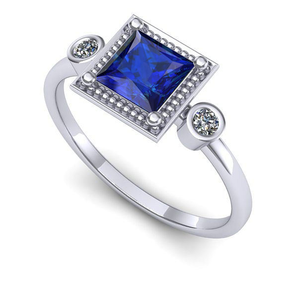 Inel din aur alb cu safir