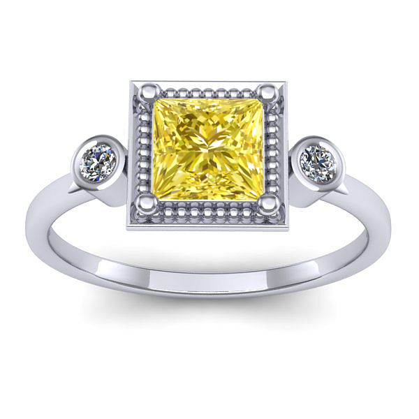 Inel cu safir galben patrat