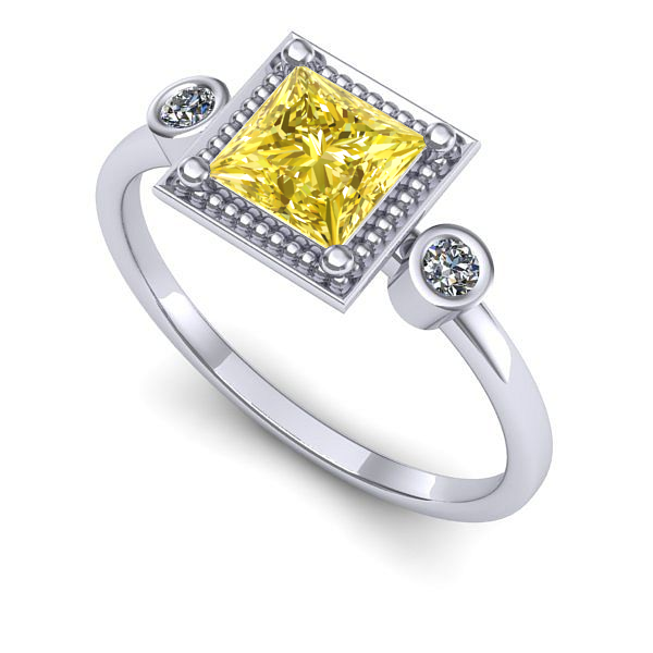 Inel din aur alb cu safir galben