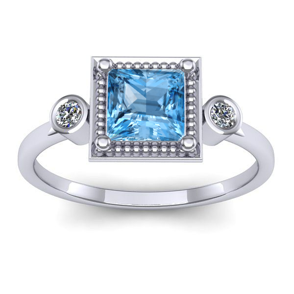 Inel cu topaz blue patrat