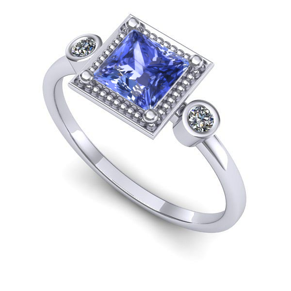 Inel de logodna din aur alb cu tanzanit