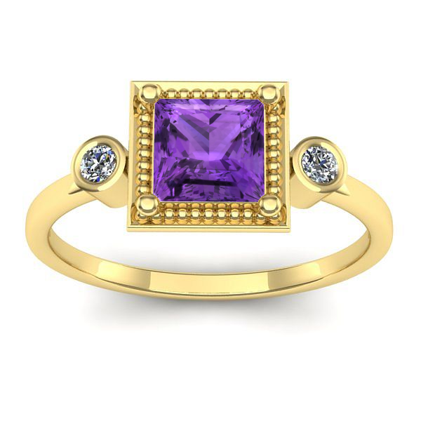 Inel logodna cu ametist patrat