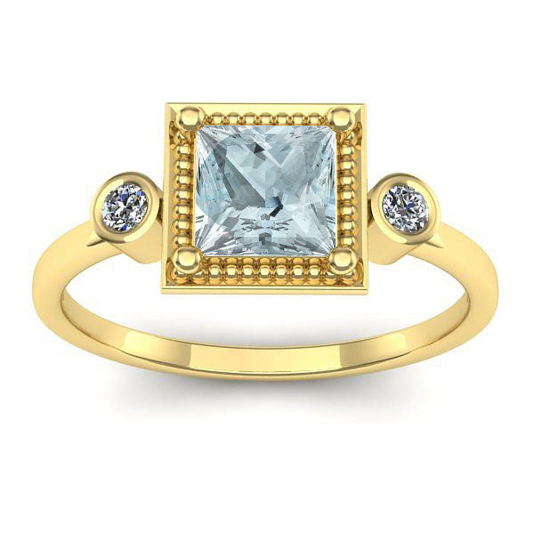 Inel de logodna cu aquamarin patrat