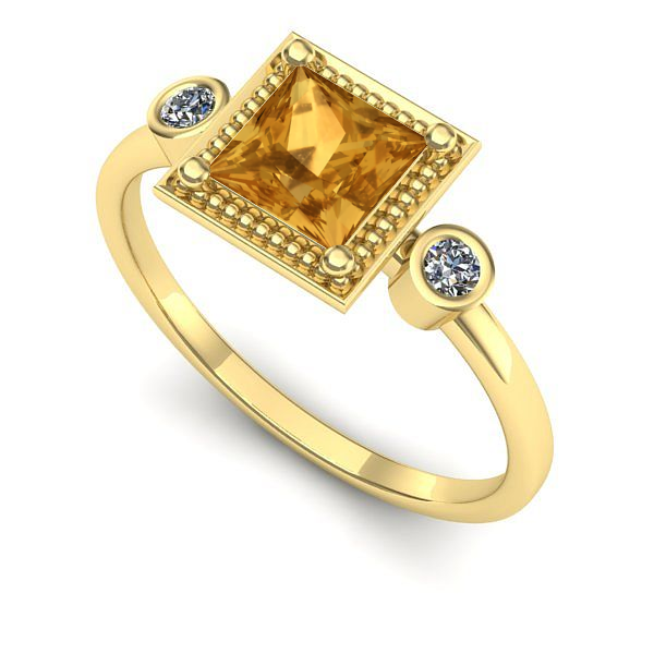 Inel logodna din aur galben cu citrin