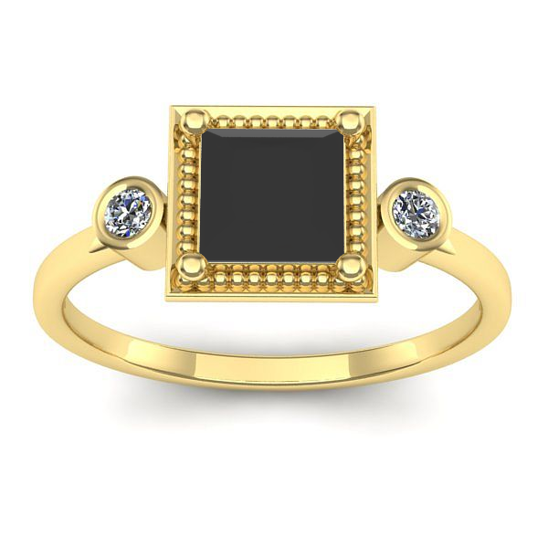 Inel logodna cu diamant negru patrat