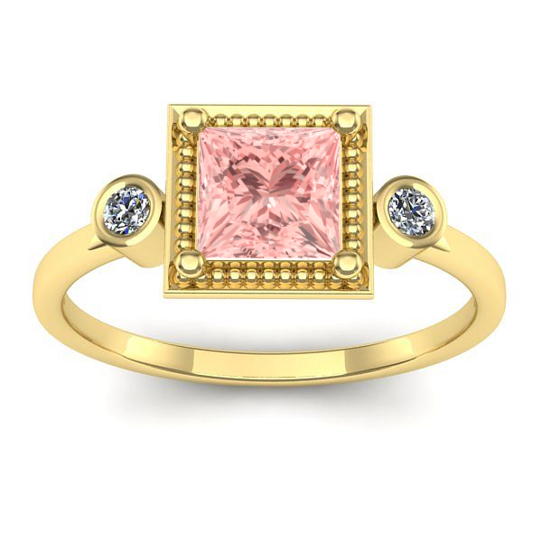 Inel de logodna cu diamant de laborator roz patrat