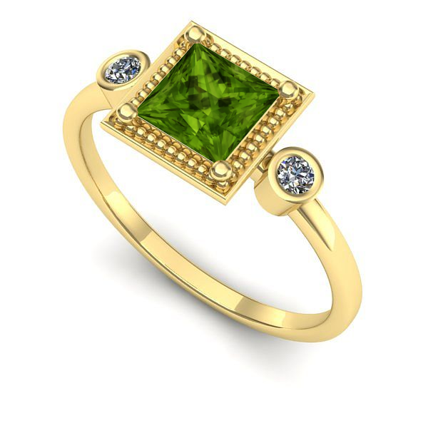 Inel de logodna din aur galben cu peridot