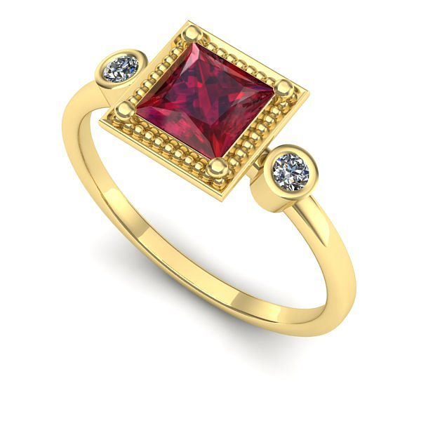 Inel din aur galben cu rubin