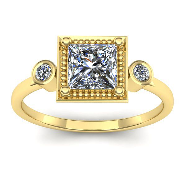 Inel cu safir alb patrat