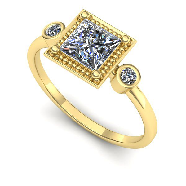 Inel de logodna din aur galben cu diamant de laborator