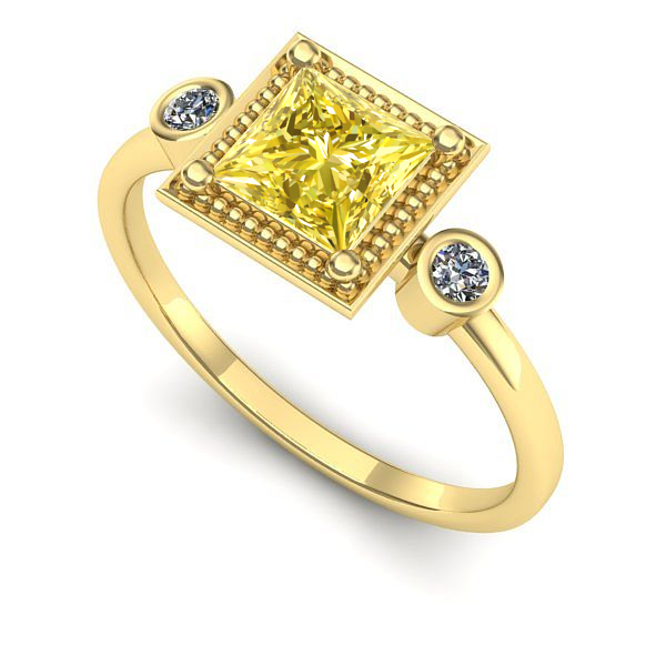 Inel logodna din aur galben cu safir galben