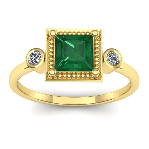 Inel de logodna cu smarald patrat