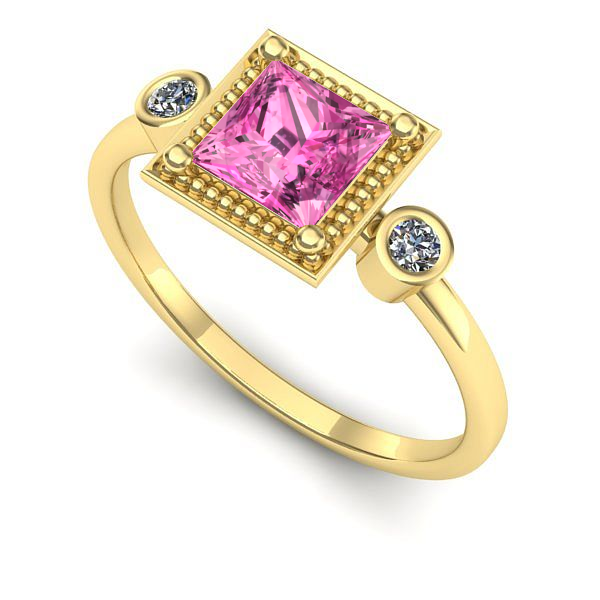 Inel de logodna din aur galben cu safir roz