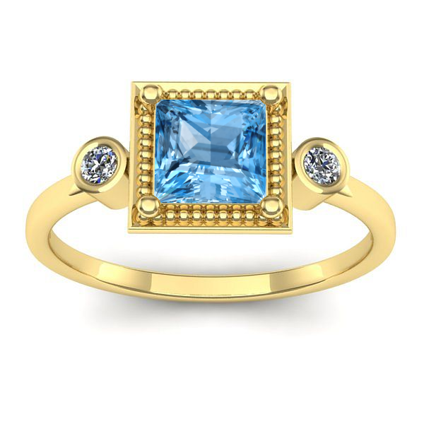 Inel cu topaz blue patrat