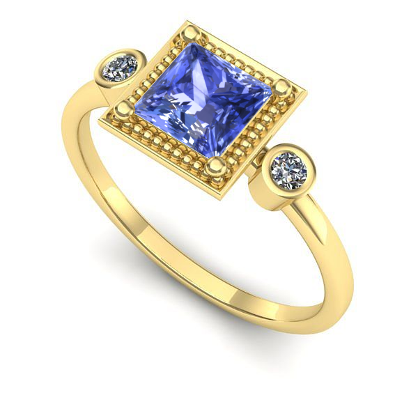 Inel de logodna din aur galben cu tanzanit