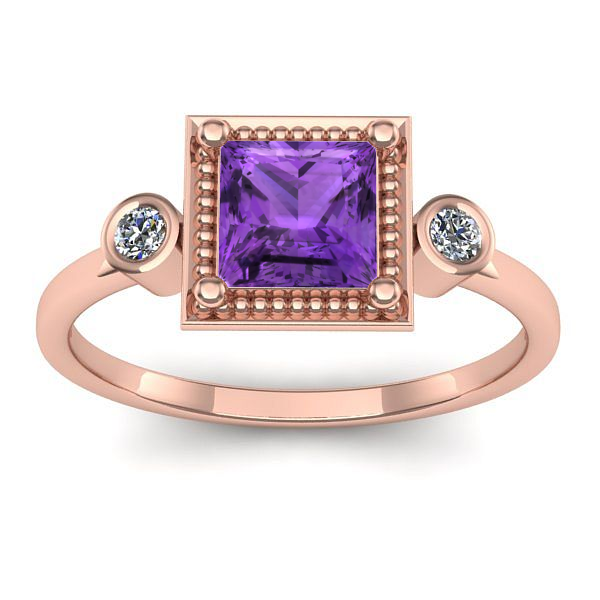 Inel cu ametist patrat