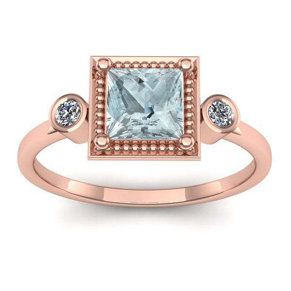 Inel de logodna cu aquamarin patrat