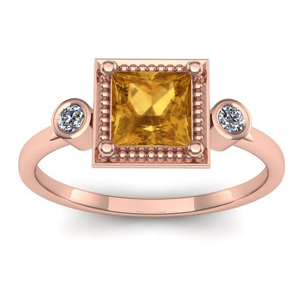 Inel cu citrin patrat