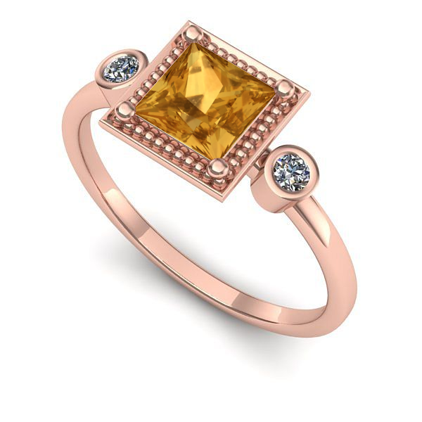 Inel din aur roz cu citrin