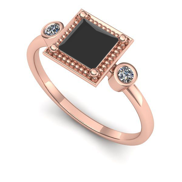 Inel logodna din aur roz cu diamant negru