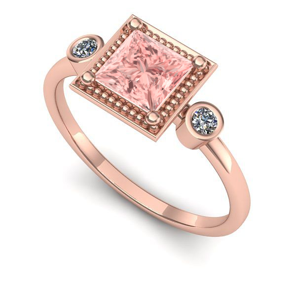 Inel logodna din aur roz cu diamant de laborator roz