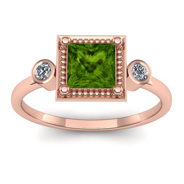 Inel cu peridot patrat