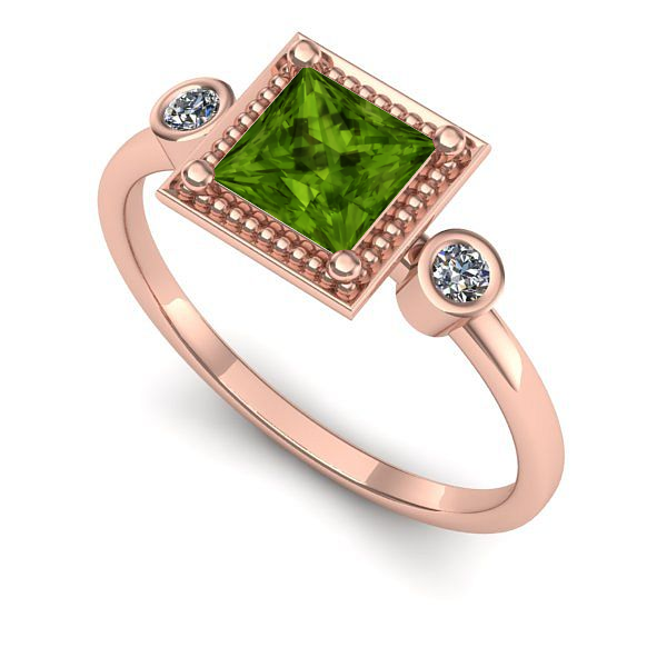 Inel din aur roz cu peridot