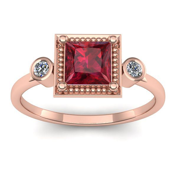 Inel de logodna cu rubin patrat