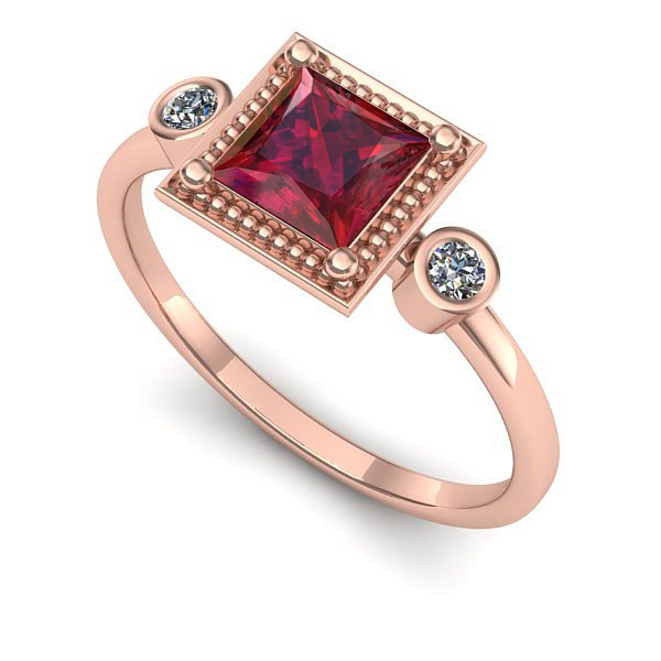 Inel logodna din aur roz cu rubin