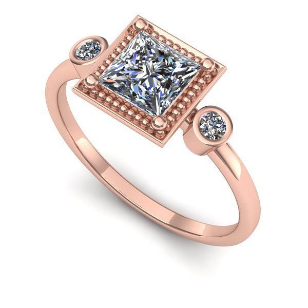 Inel de logodna din aur roz cu safir alb