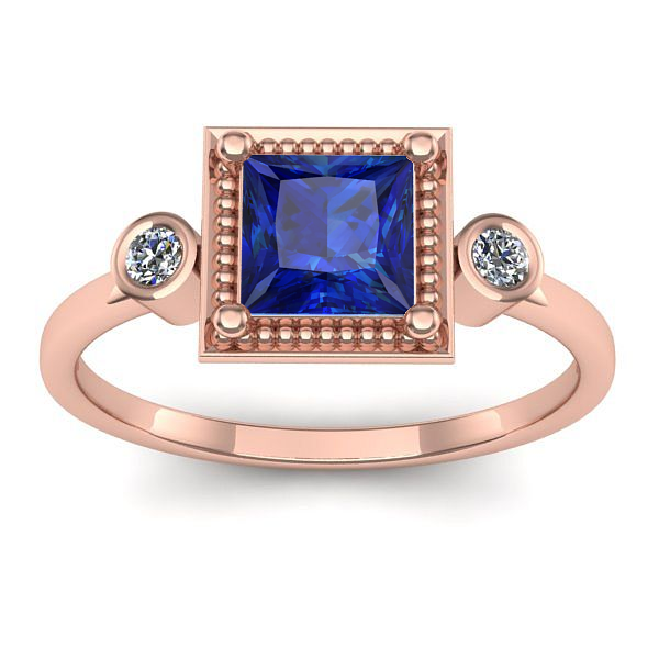 Inel cu safir patrat