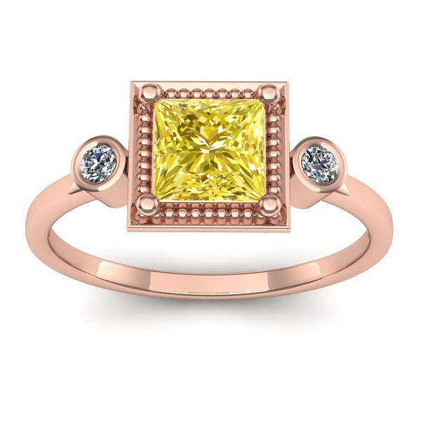 Inel cu safir galben patrat