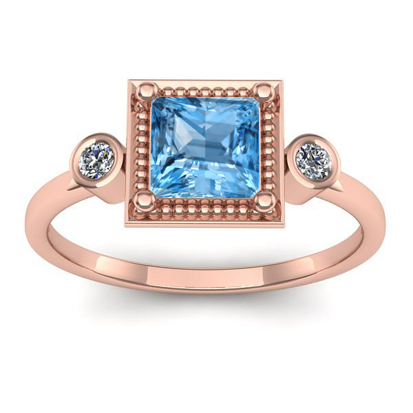 Inel cu topaz blue patrat