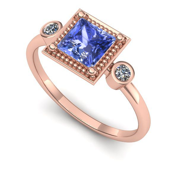 Inel de logodna din aur roz cu tanzanit