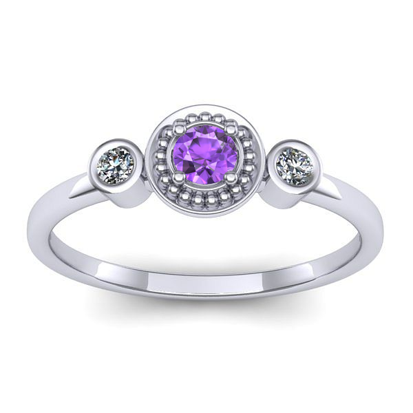 Inel logodna cu ametist rotund