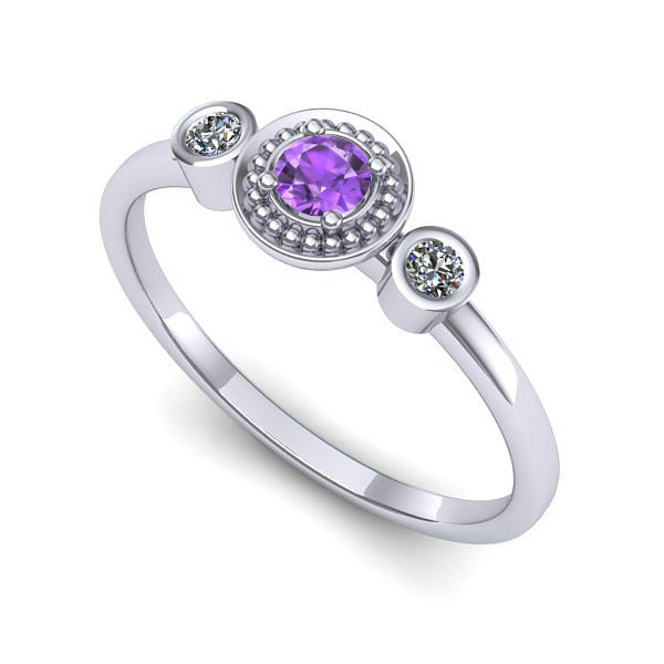 Inel din aur alb cu ametist