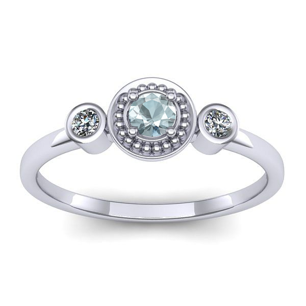 Inel logodna cu aquamarin rotund