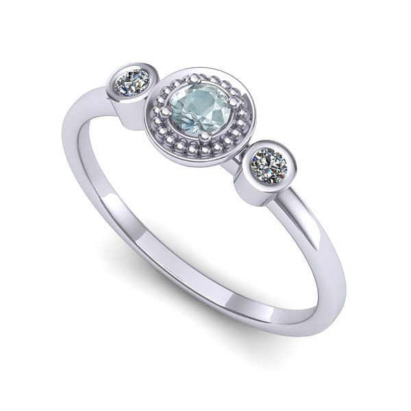 Inel din aur alb cu aquamarin