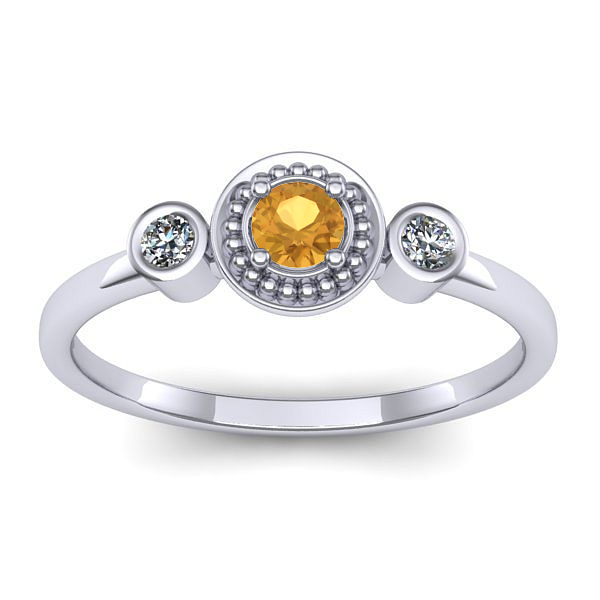 Inel cu citrin rotund