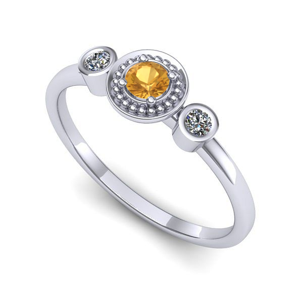 Inel din aur alb cu citrin