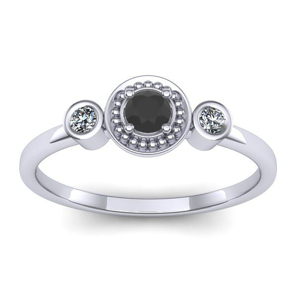 Inel de logodna cu diamant negru rotund