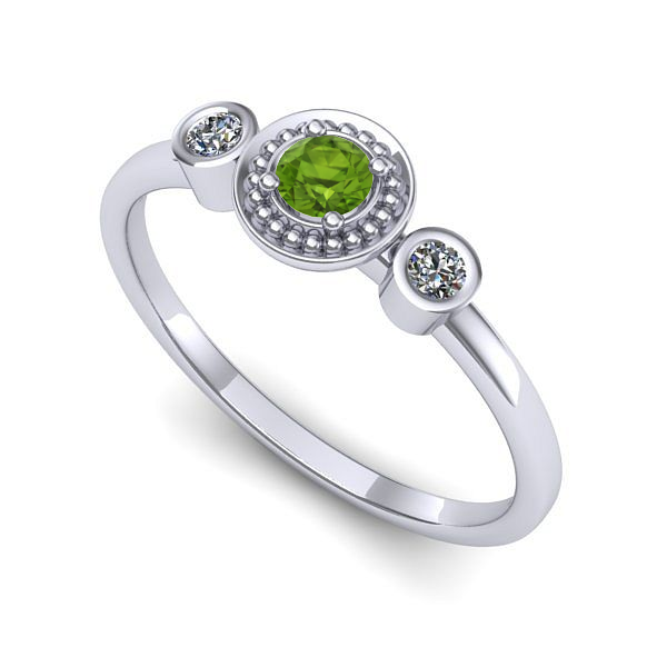 Inel logodna din aur alb cu peridot