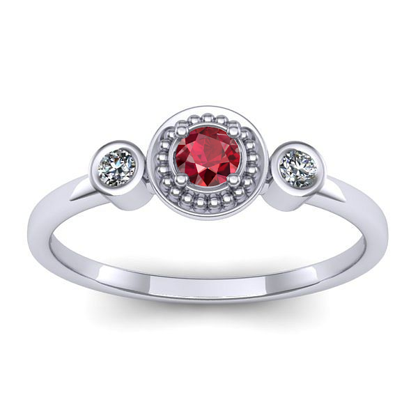 Inel de logodna cu rubin rotund